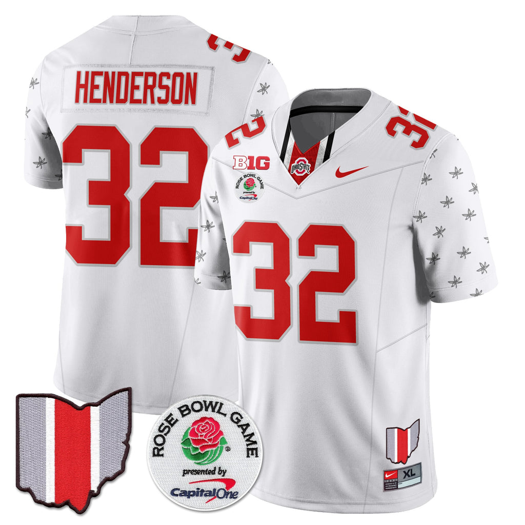 Men's Ohio State Buckeyes 2024 Rose Bowl Jersey N1 - All Stitched