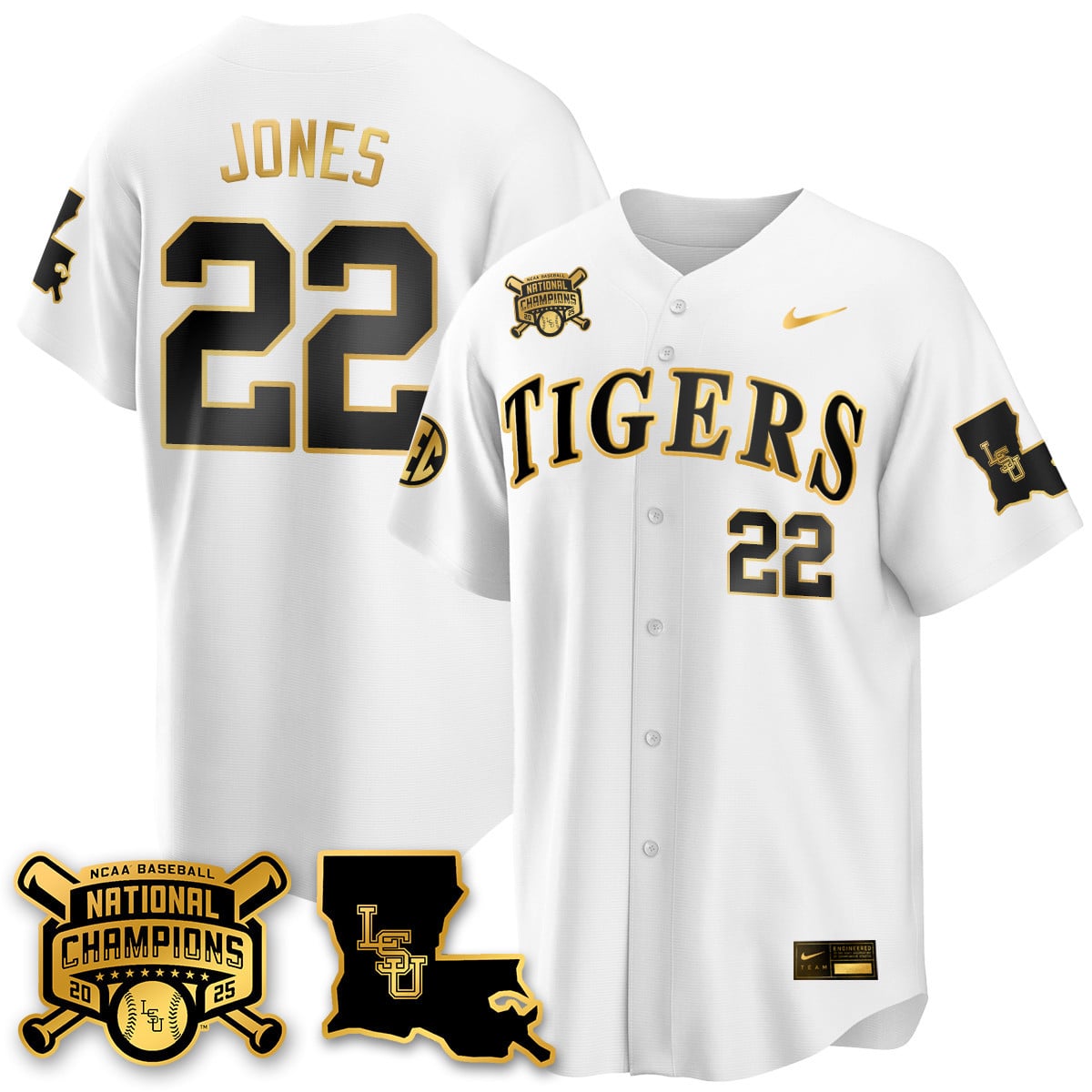 Youth's LSU Tigers 2025 World Series Champions Limited Gold Jersey - All Stitched