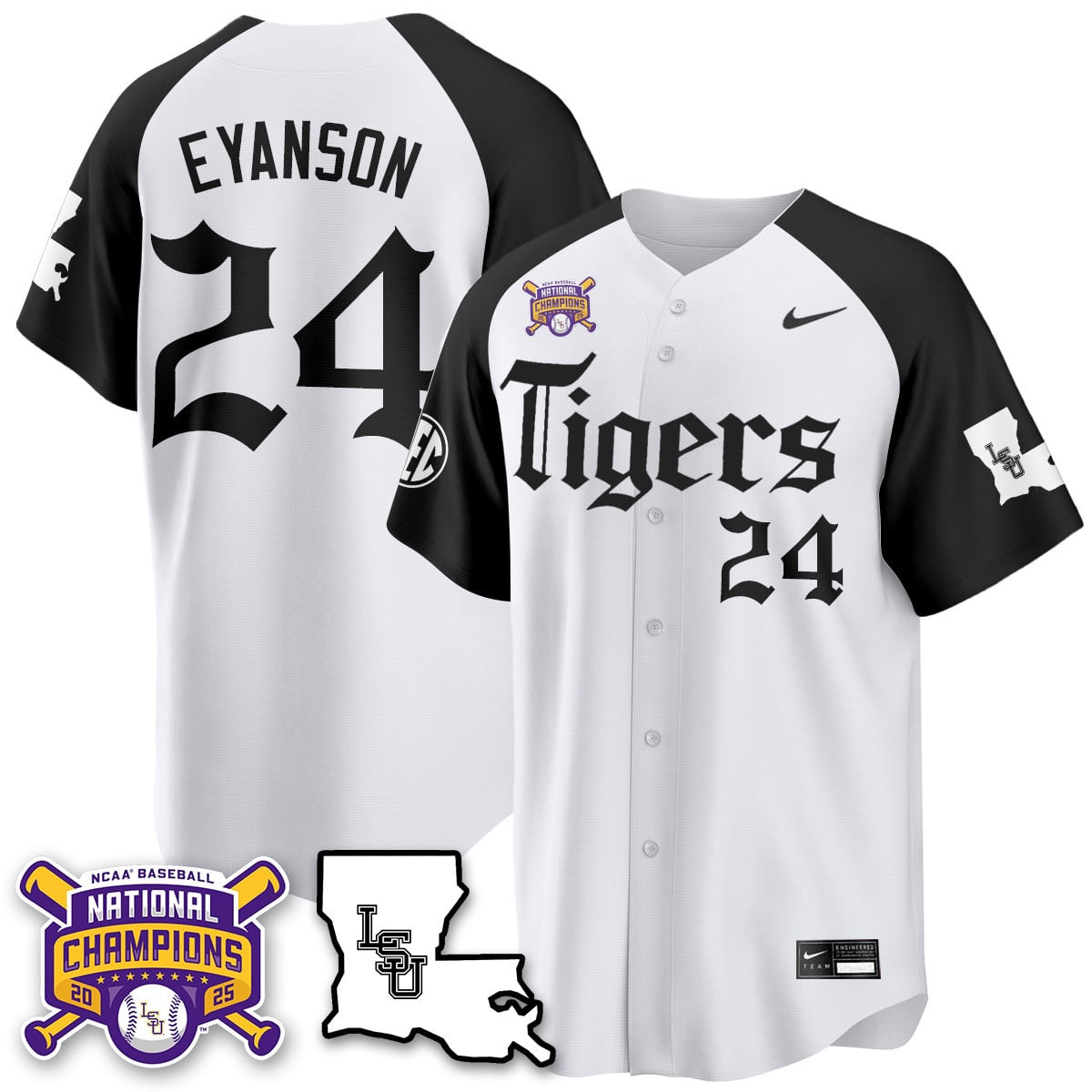 Youth's LSU Tigers 2025 World Series Champions 'Gothic Geaux Edition' Jersey - All Stitched