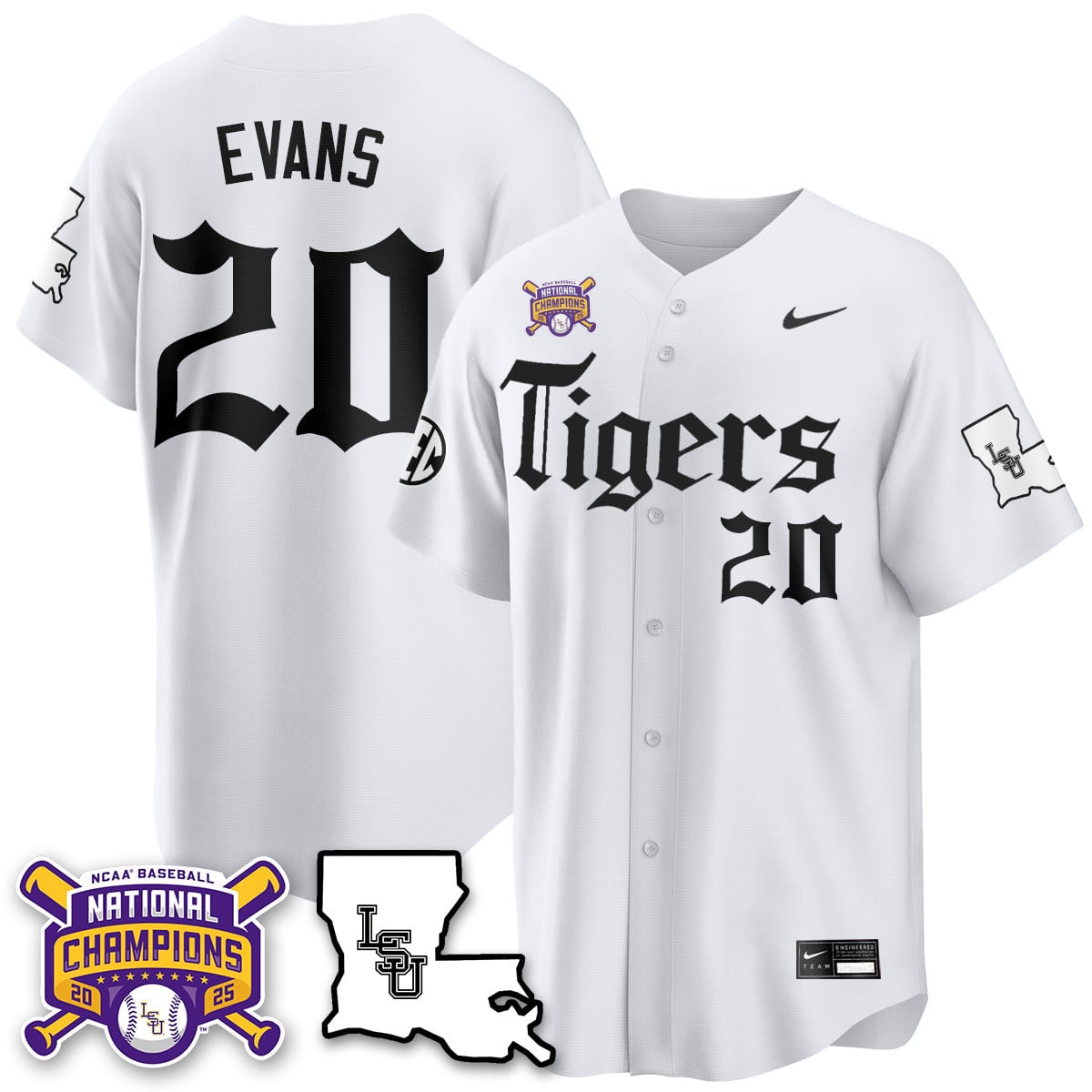 Youth's LSU Tigers 2025 World Series Champions 'Gothic Geaux Edition' Jersey - All Stitched