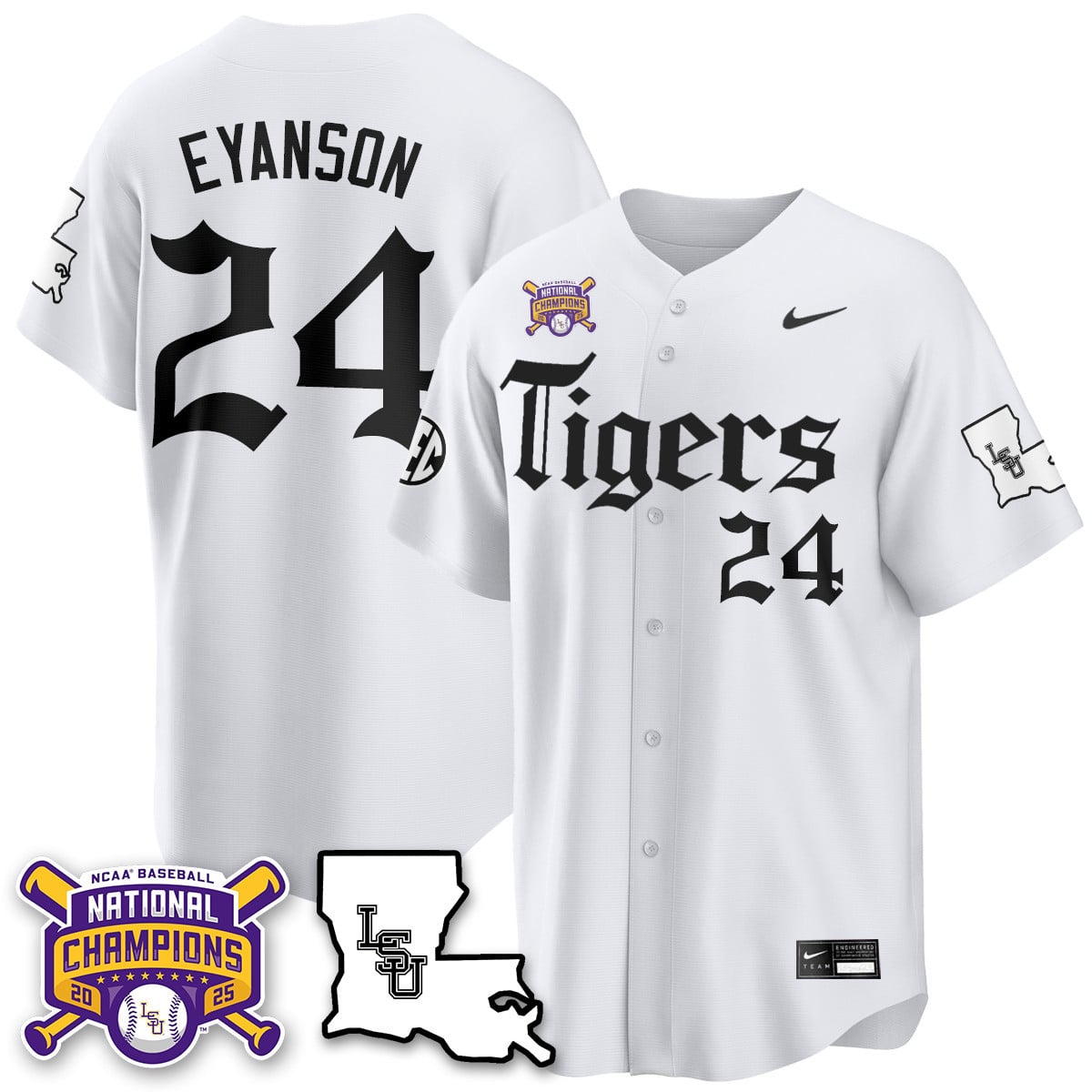 Youth's LSU Tigers 2025 World Series Champions 'Gothic Geaux Edition' Jersey - All Stitched