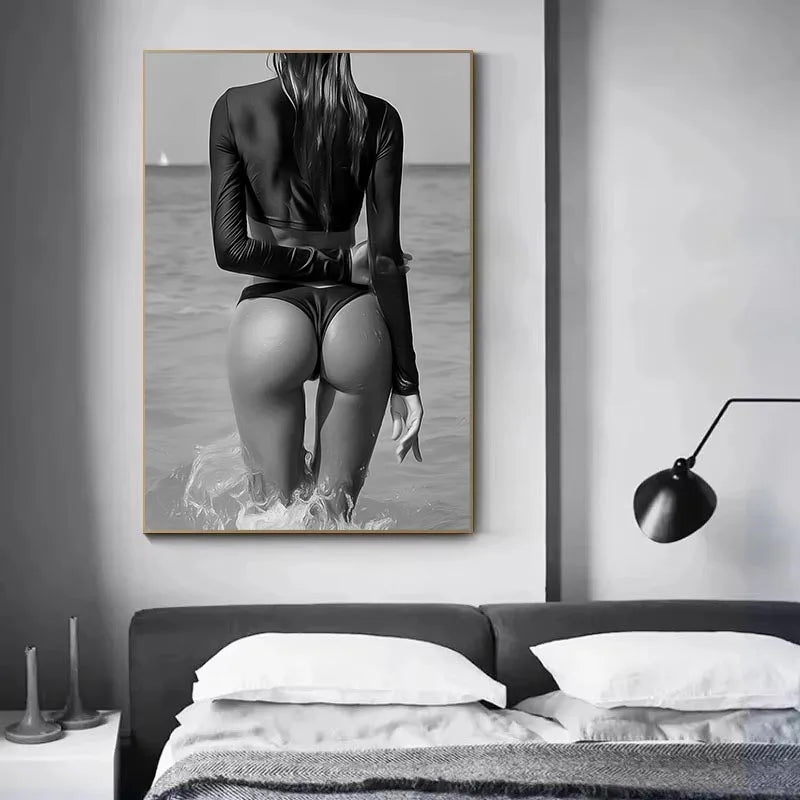 Black and White Temptation Lovers Couple Posters Erotic Sensual Art Canvas Paintings Portrait Wall Art Murals For Home Living Ro