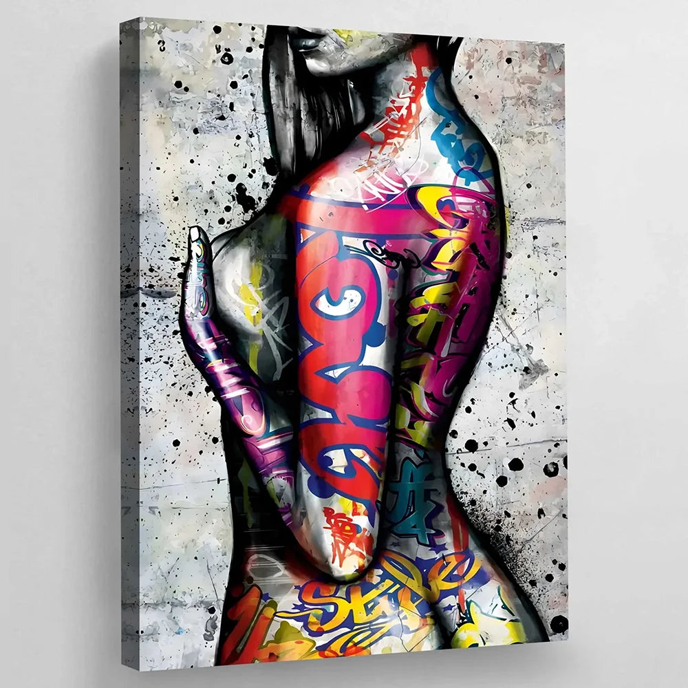 Street Art Female Body Wall Art Graffiti Luxury Canvas Painting Tattoo Woman Poster And Prints Pictures For Home Decor Unframed