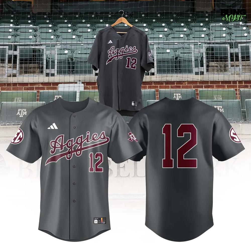 Texas A&M Aggies Dark Grey 2026 Baseball Jersey