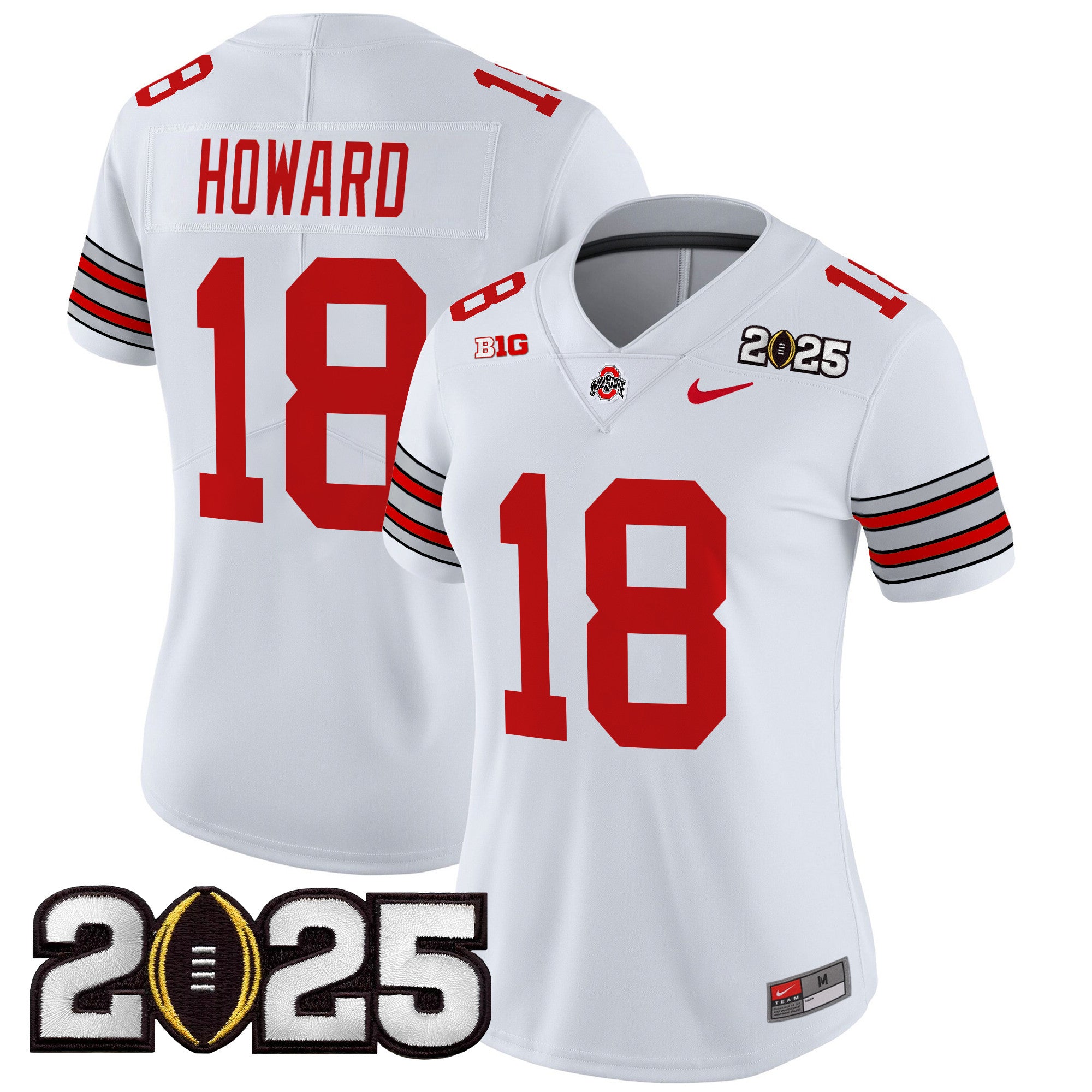 Women's Ohio State Buckeyes 'Heritage Stripe' 2025 CFP Final Patch Vapor Limited Jersey - All Stitched