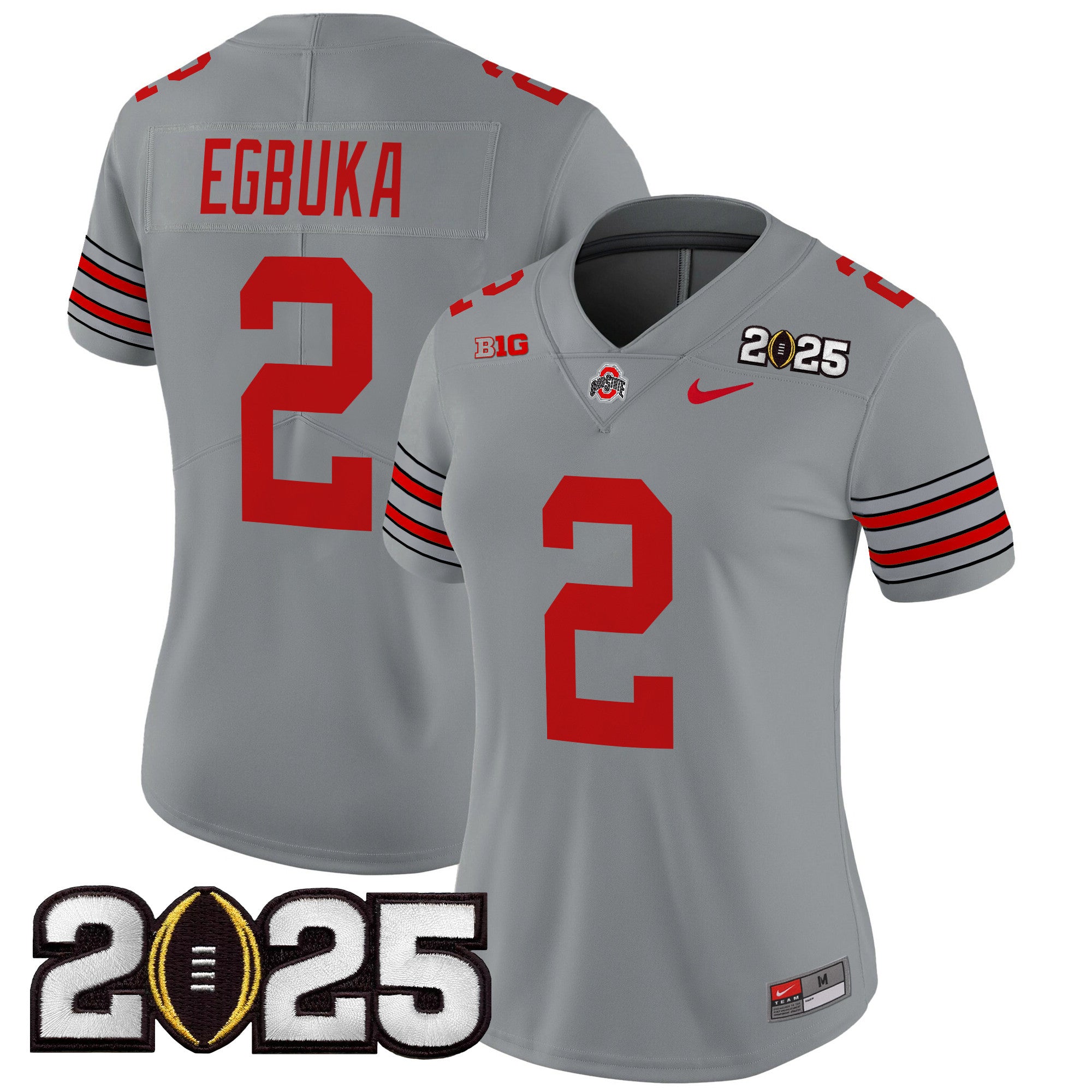 Women's Ohio State Buckeyes 'Heritage Stripe' 2025 CFP Final Patch Vapor Limited Jersey - All Stitched