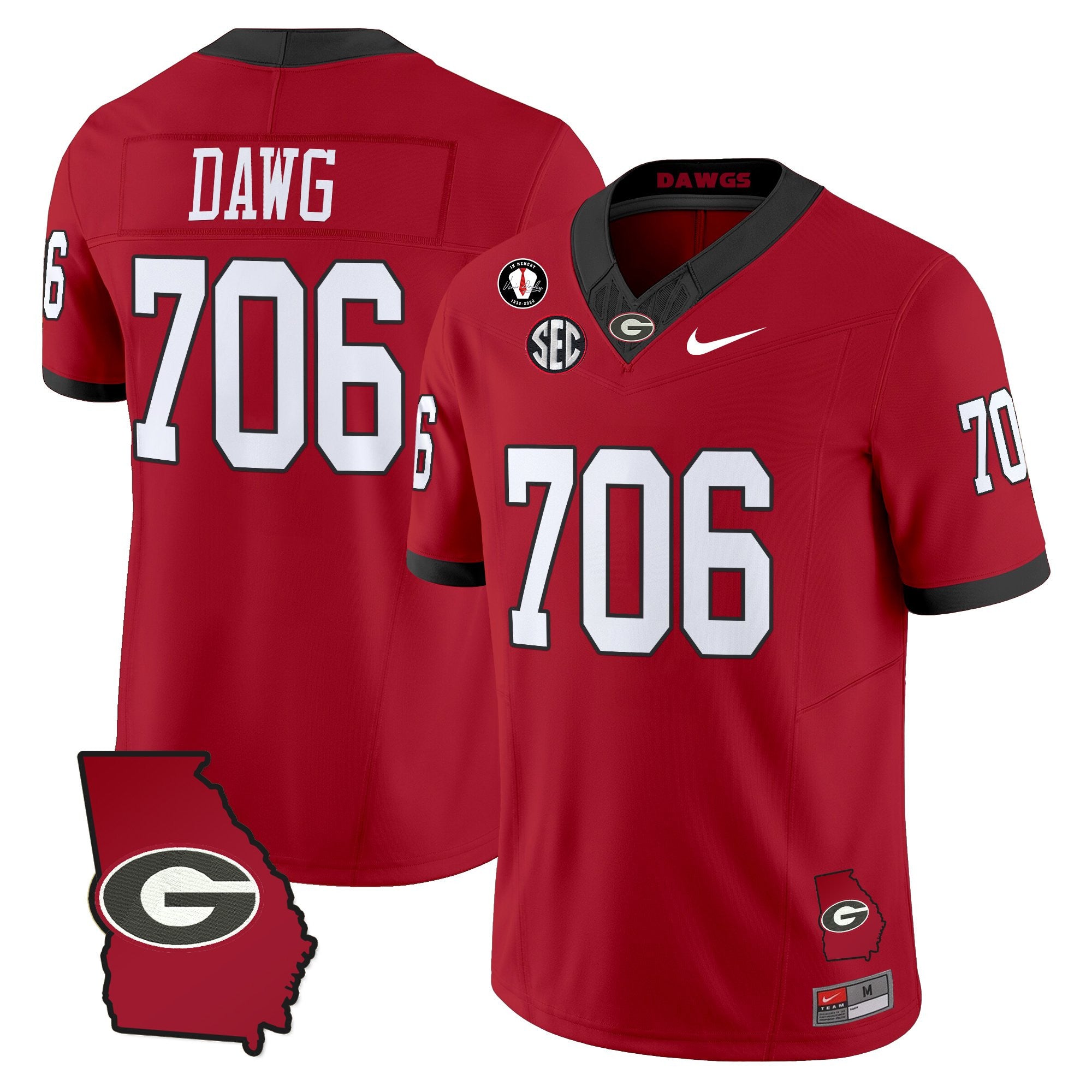 Women's Georgia Bulldogs 2025 Georgia Map & Vince Dooley Patch Vapor Limited Jersey - All Stitched