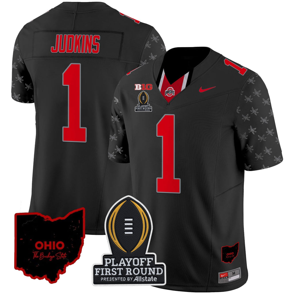 Men's Ohio State Buckeyes 2024 Playoff First Round Patch Vapor Limited Jersey - All Stitched