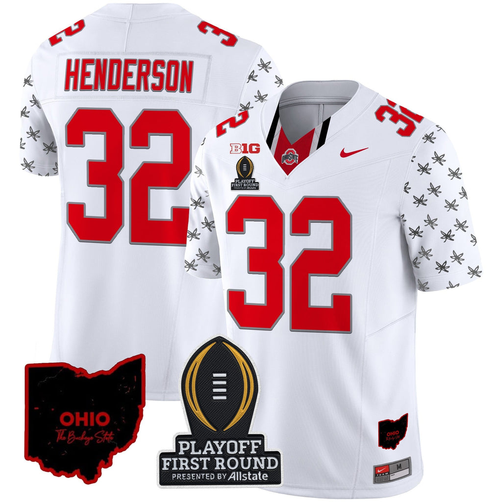 Men's Ohio State Buckeyes 2024 Playoff First Round Patch Vapor Limited Jersey - All Stitched