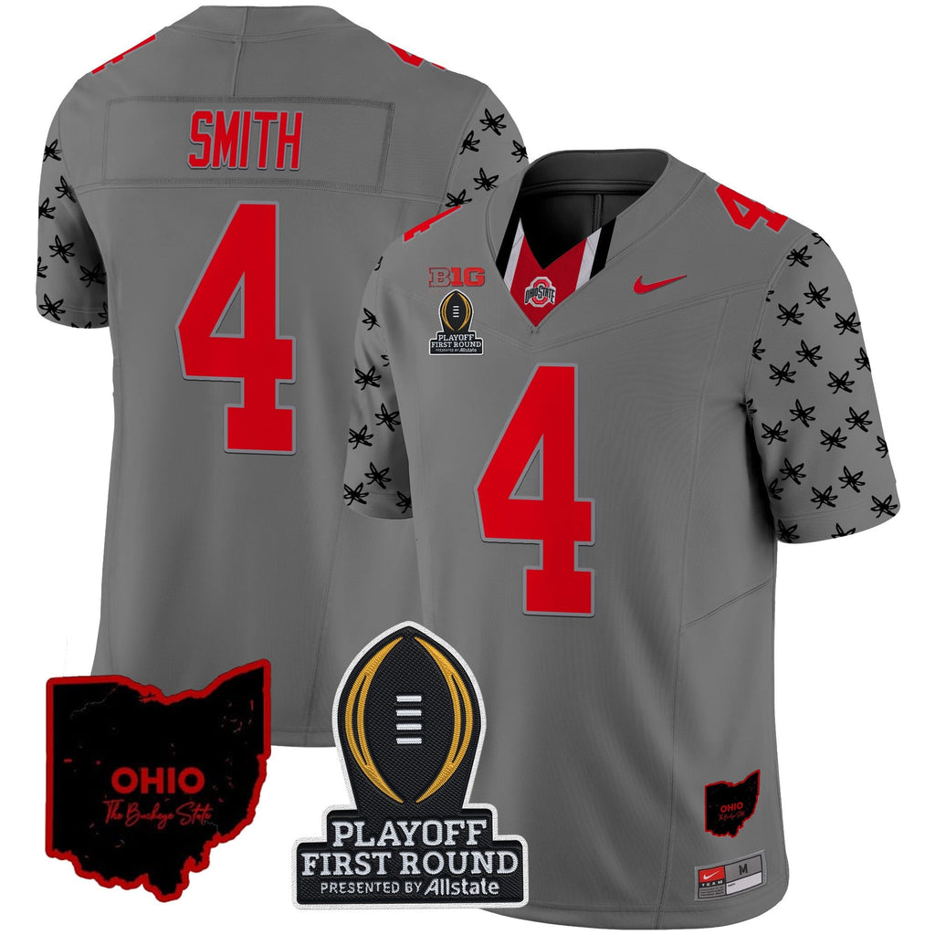 Men's Ohio State Buckeyes 2024 Playoff First Round Patch Vapor Limited Jersey - All Stitched