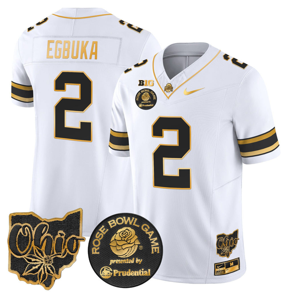 Men's Ohio State Buckeyes Rose Bowl Gold Vapor Limited Jersey - All Stitched