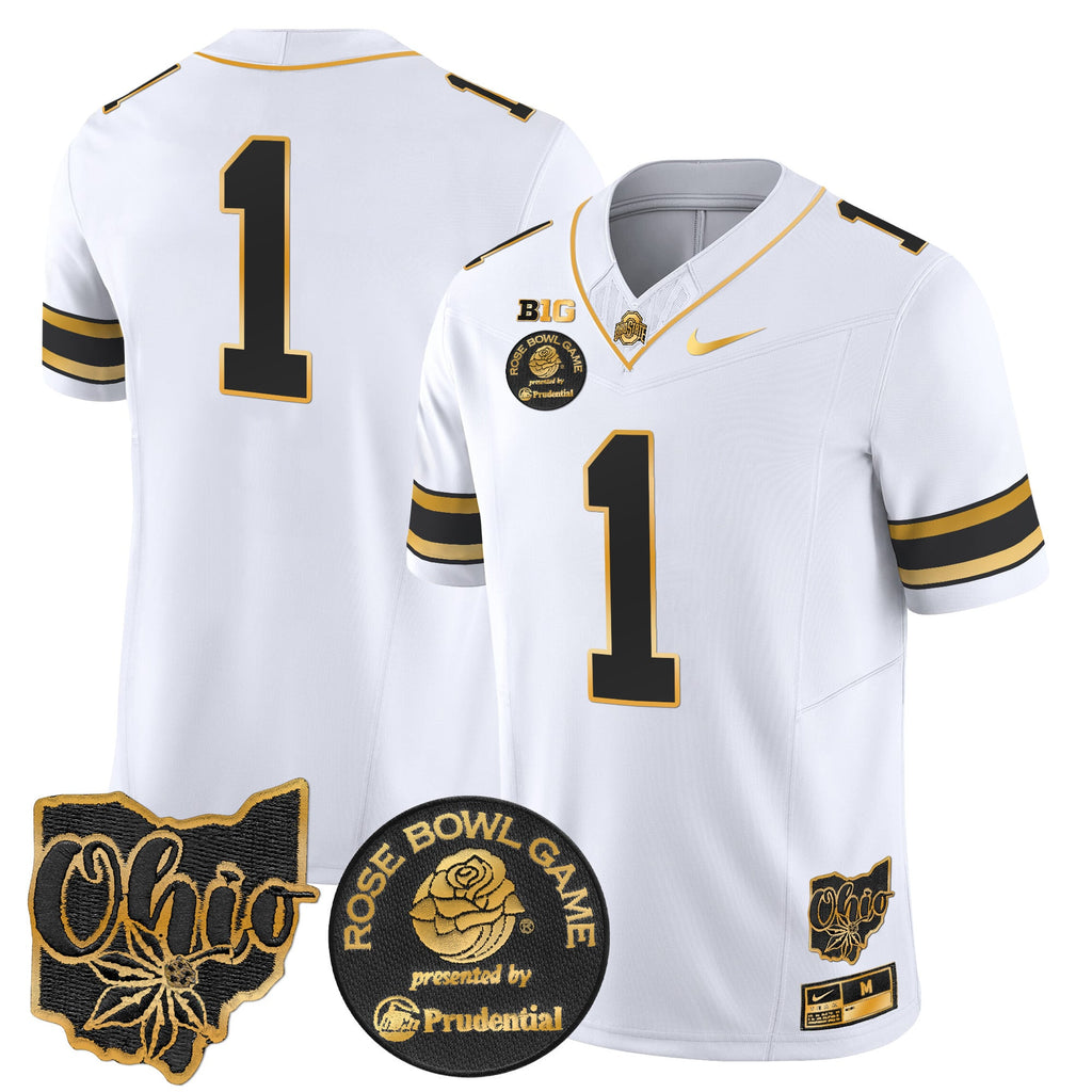 Men's Ohio State Buckeyes Rose Bowl Gold Vapor Limited Jersey - All Stitched