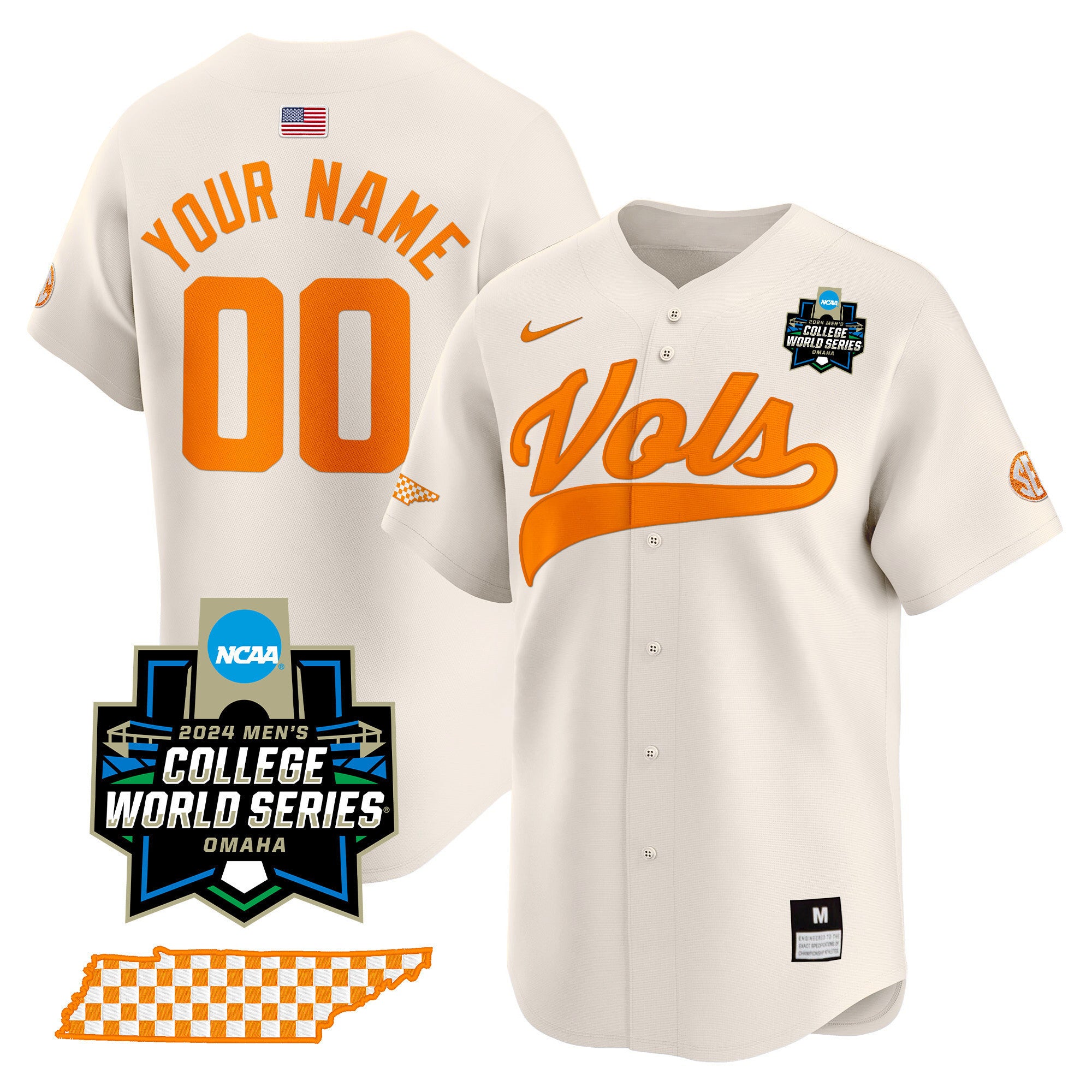Tennessee Volunteers 2024 College World Series Vapor Premier Limited Custom Jersey V2 - All Stitched