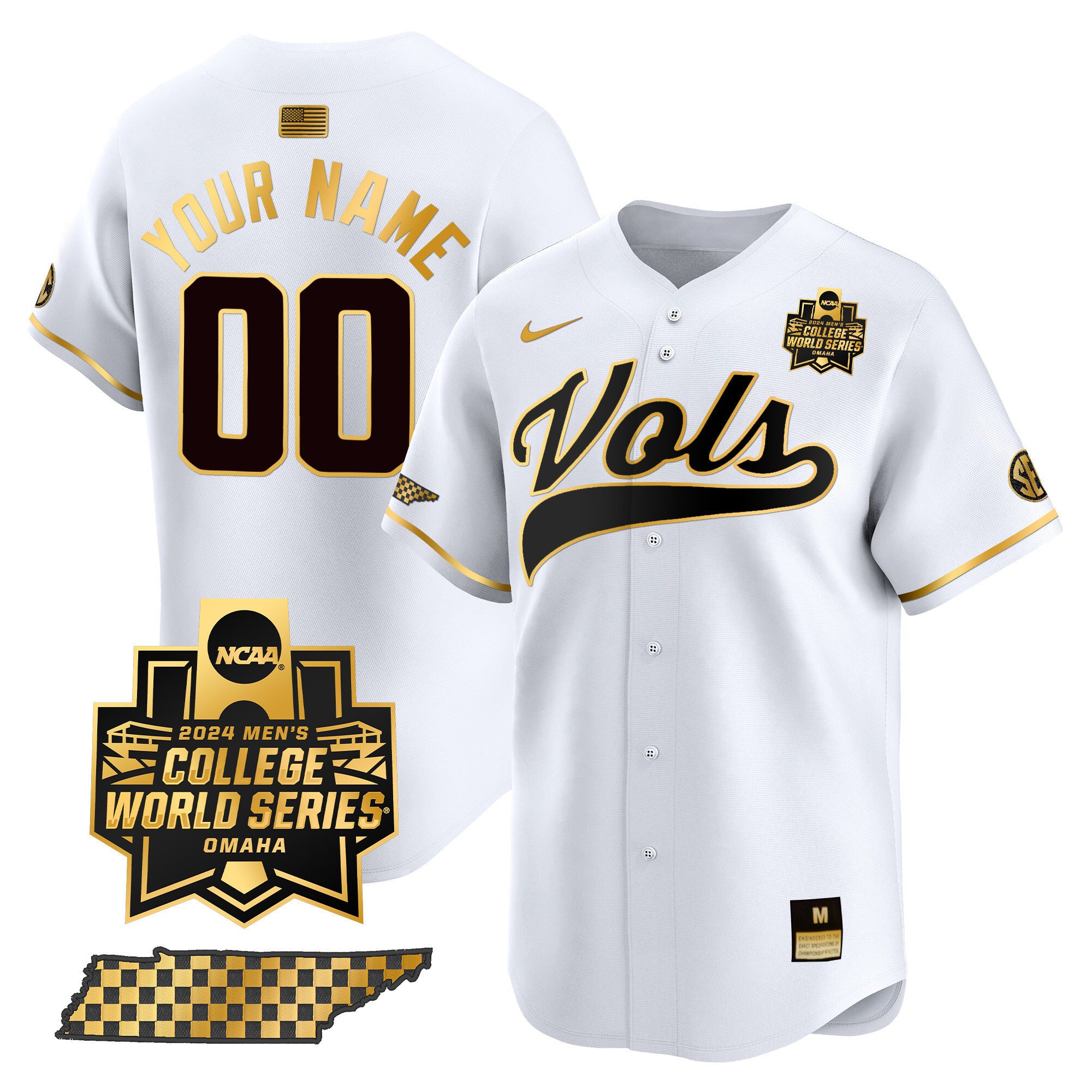 Tennessee Volunteers 2024 College World Series Vapor Premier Limited Custom Jersey V2 - All Stitched