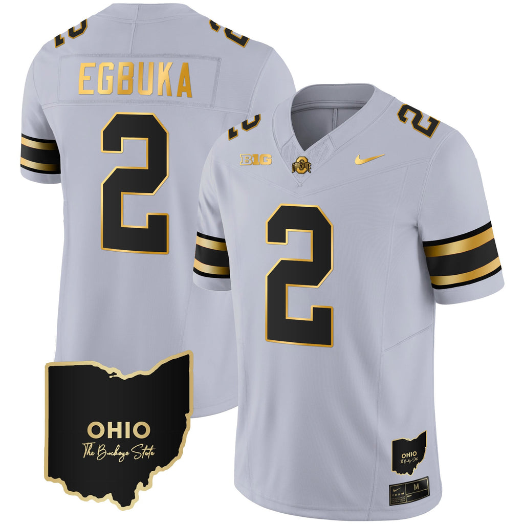Men's Ohio State Buckeyes 2023 Vapor Limited Gold Jersey - Ohio Patch - All Stitched
