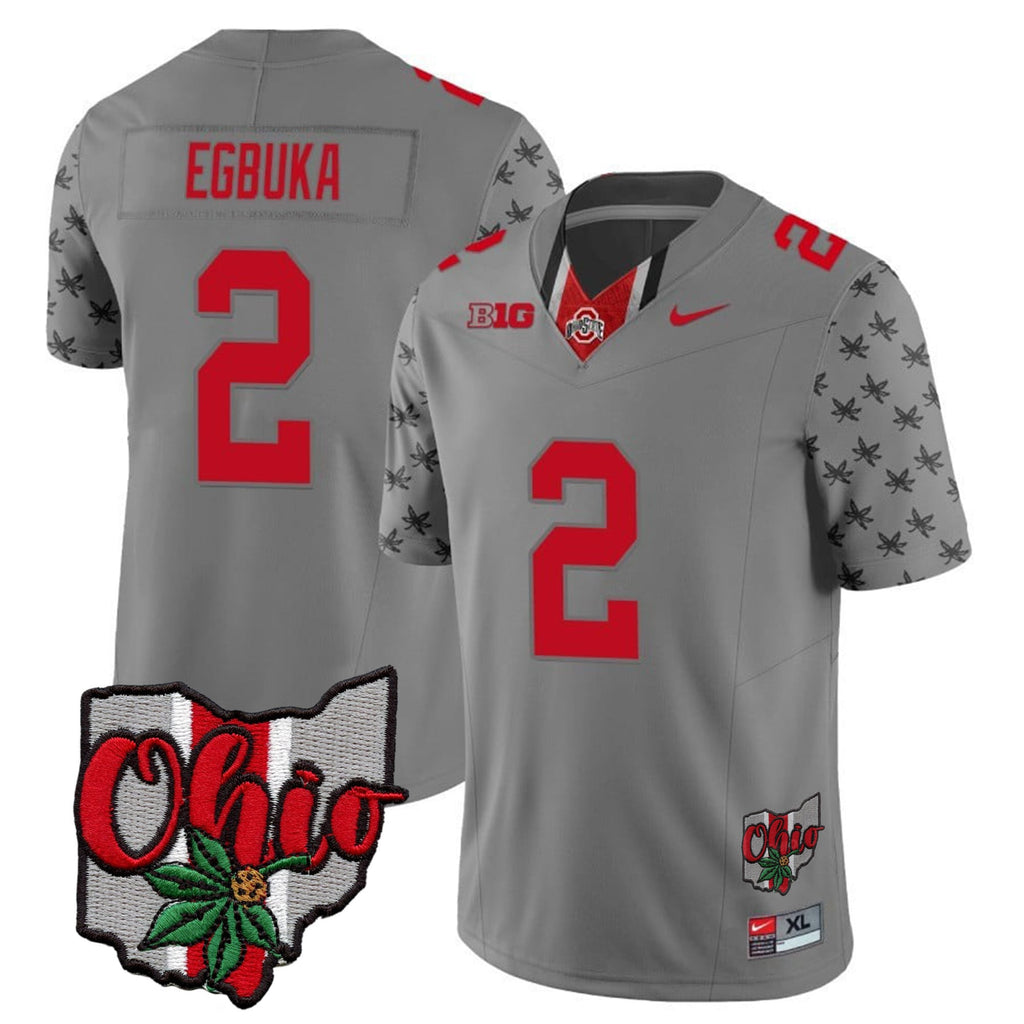 Men's Ohio State Buckeyes 2023 Gray Alternate Jersey V2 - Stitched