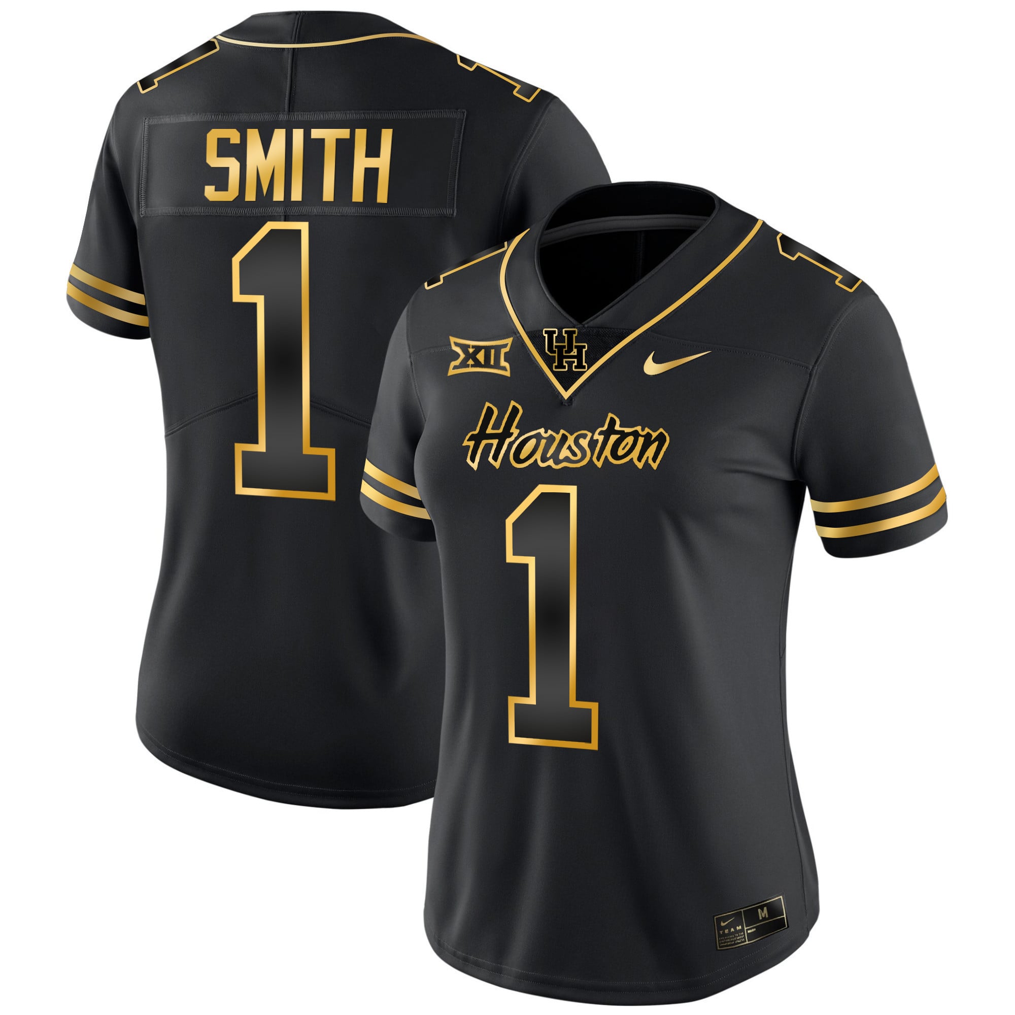 Women's Houston Cougars 2023 Oilers Inspired Gold Jersey - All Stitched
