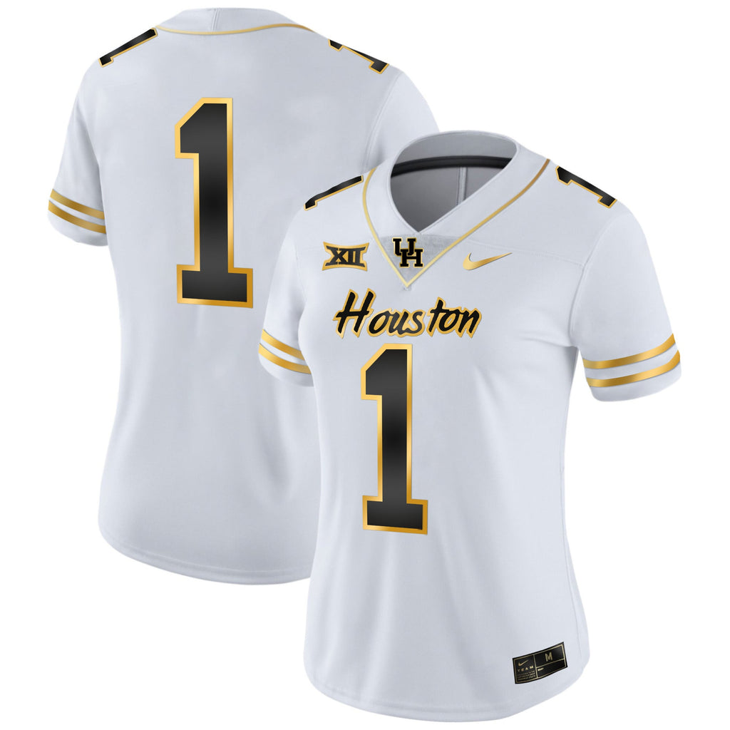 Women's Houston Cougars 2023 Oilers Inspired Gold Jersey - All Stitched