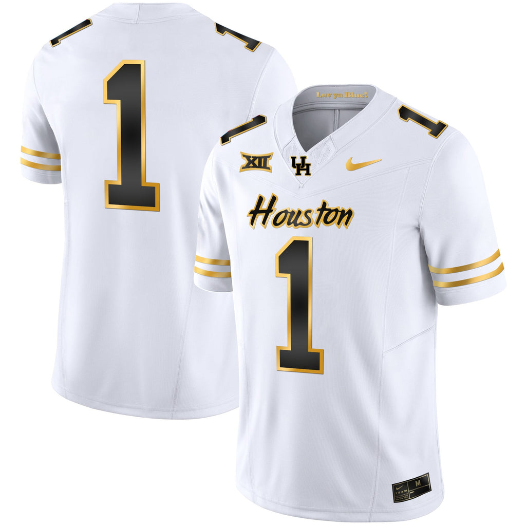 Men's Houston Cougars 2023 Oilers Inspired Gold Jersey - All Stitched