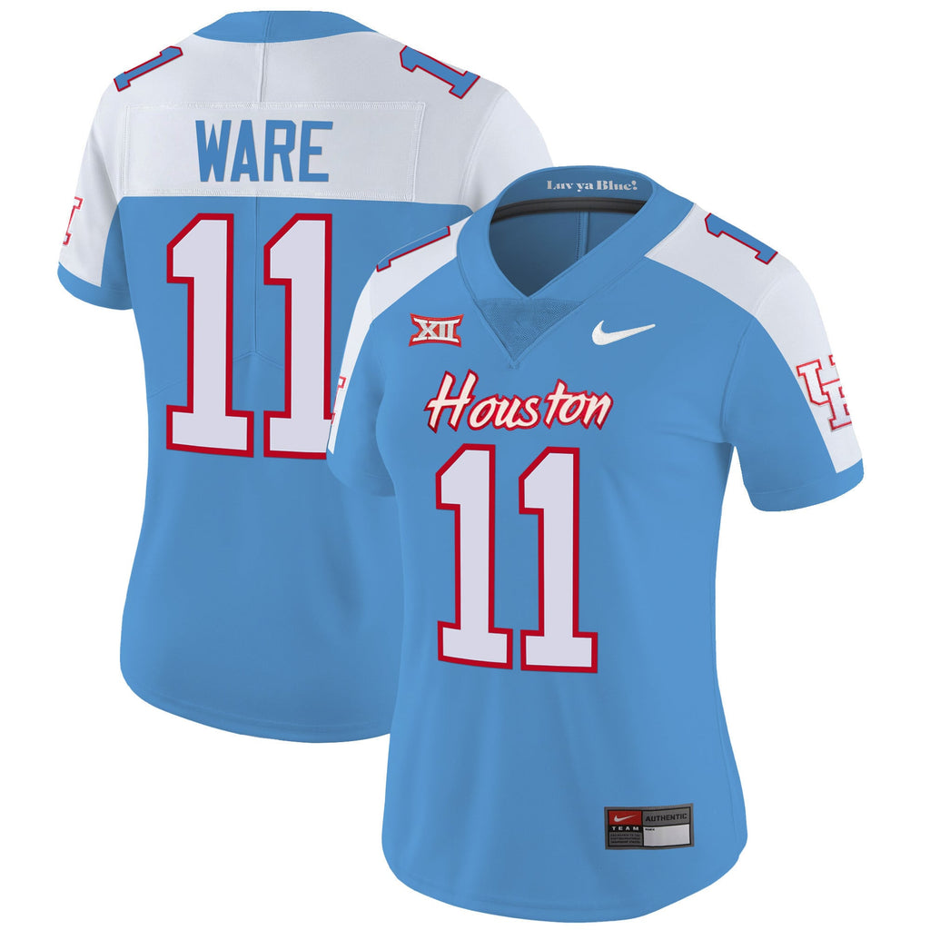 Women's Houston Cougars Oilers Inspired Vapor Jersey V4 - All Stitched