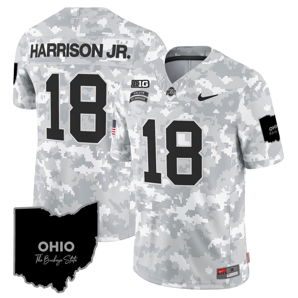 Ohio State Buckeyes 2024 Salute to Service Vapor Limited Jersey - Arctic Camo - All Stitched