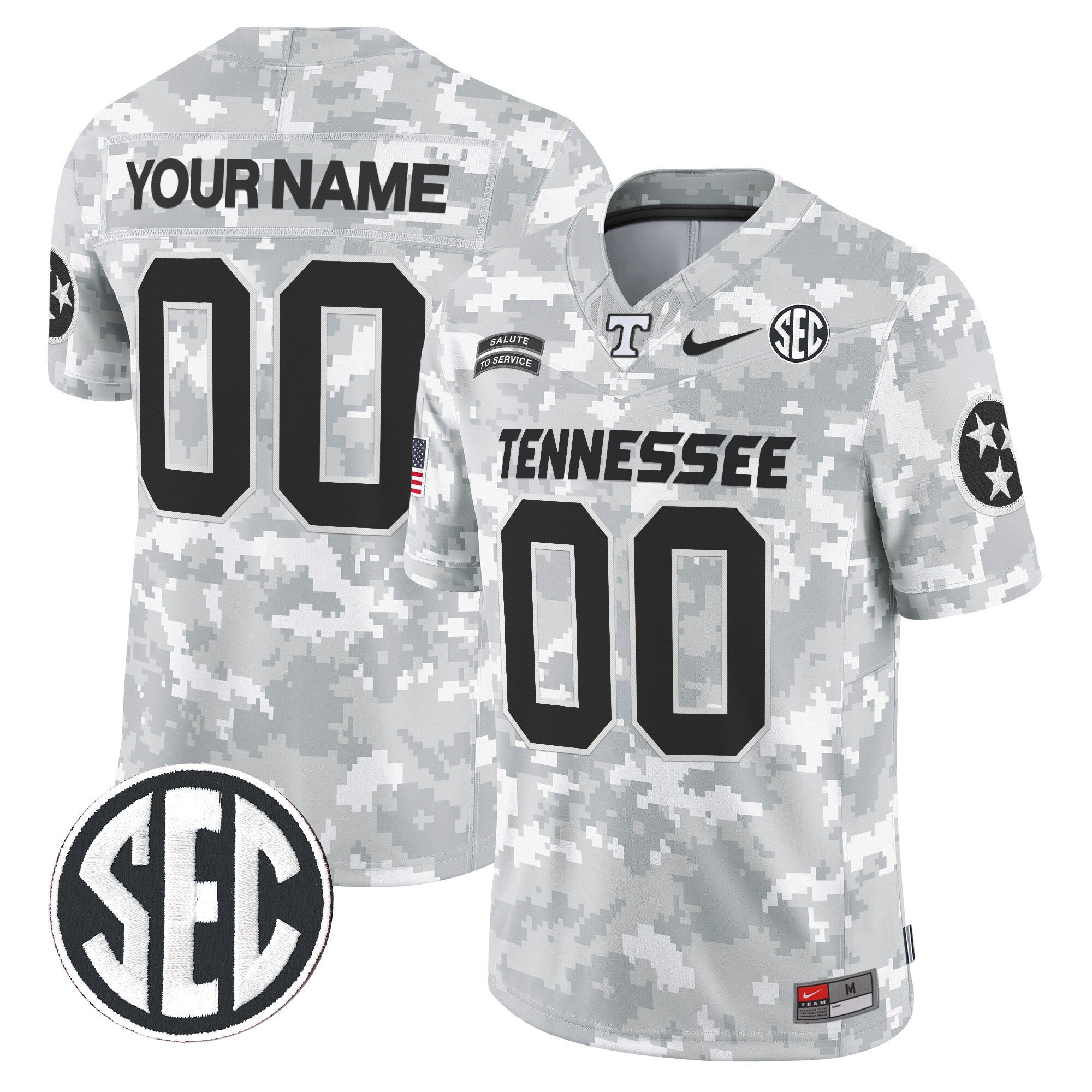 Tennessee Volunteers 2024 Salute to Service Vapor Limited Custom Jersey - Arctic Camo - All Stitched