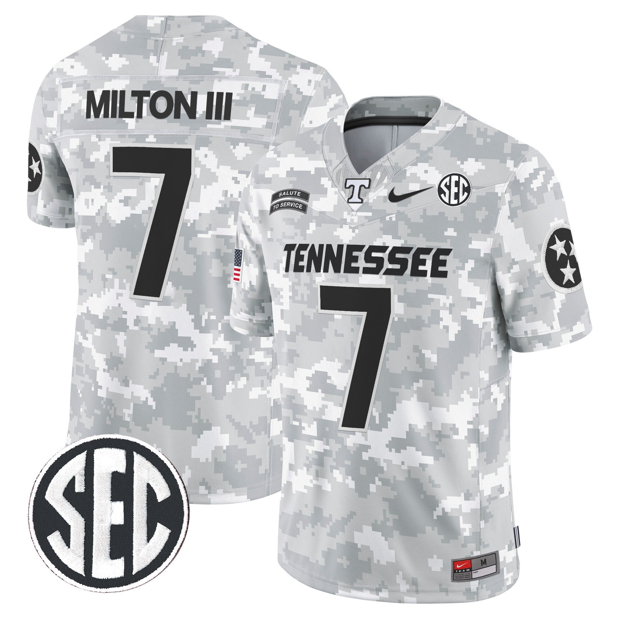 Tennessee Volunteers 2024 Salute to Service Vapor Limited Jersey - Arctic Camo - All Stitched