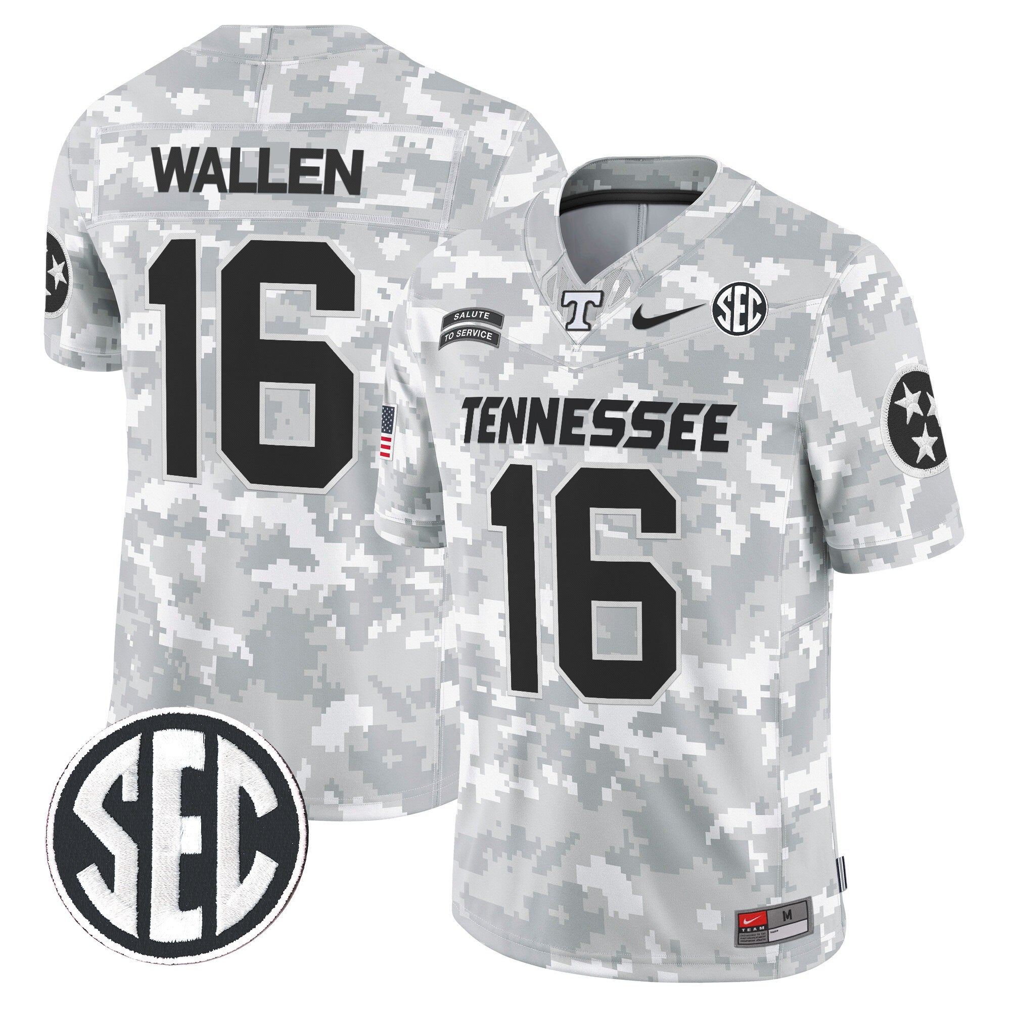 Tennessee Volunteers 2024 Salute to Service Vapor Limited Jersey - Arctic Camo - All Stitched