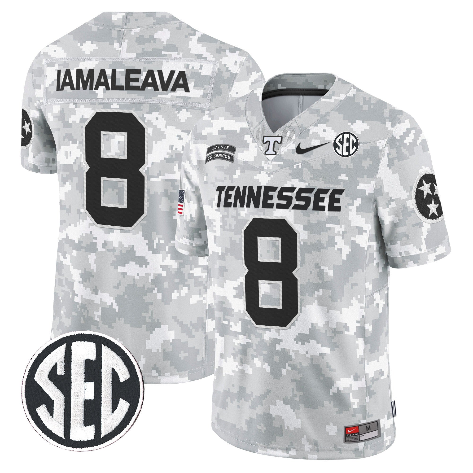 Tennessee Volunteers 2024 Salute to Service Vapor Limited Jersey - Arctic Camo - All Stitched