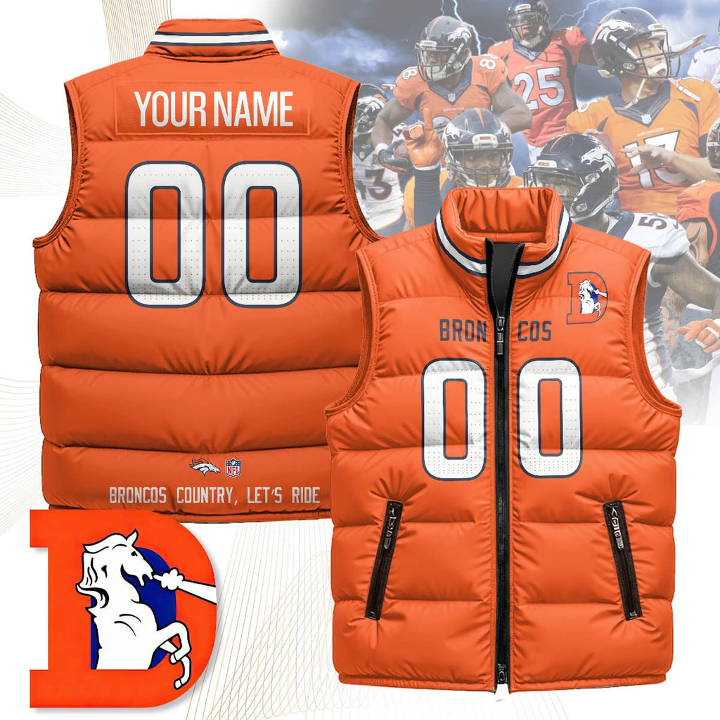 Custom Denver Broncos Unisex Puffer Vest