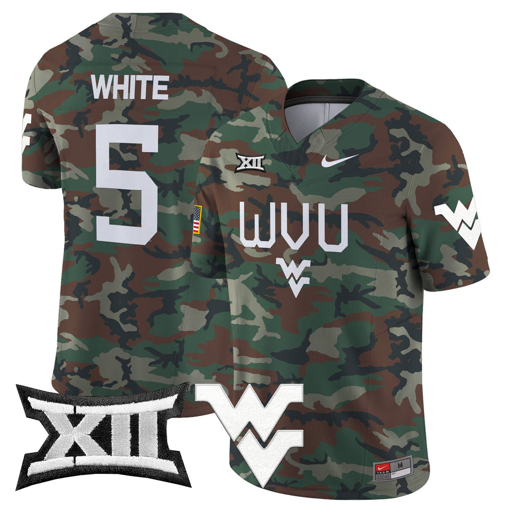 West Virginia Mountaineers 2024 Military Vapor Limited Jersey - All Stitched