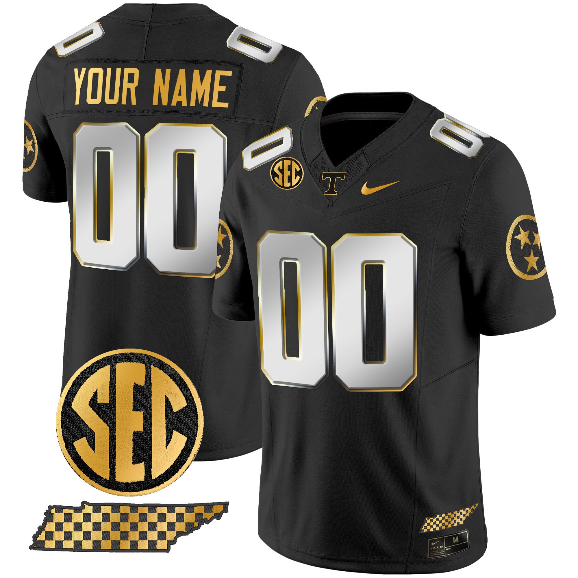 Tennessee Volunteers 2024 Gold Vapor Limited Custom Jersey V2 - All Stitched