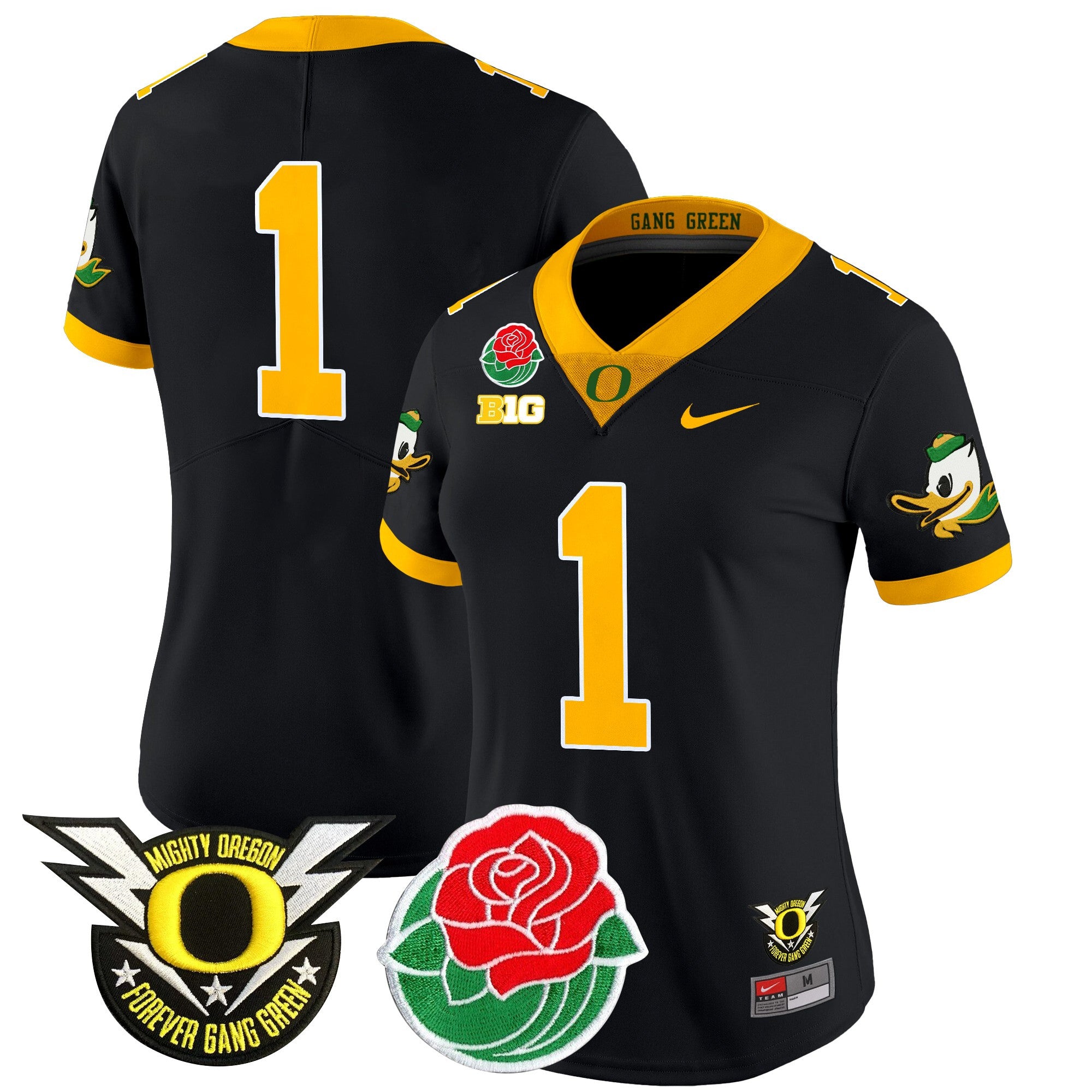 Women's Oregon Ducks 2025 Rose Bowl Game & BIG Patch Vapor Limited Jersey - All Stitched