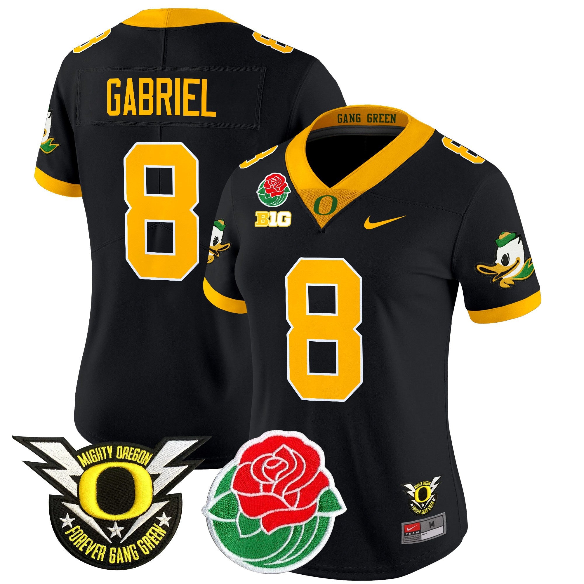 Women's Oregon Ducks 2025 Rose Bowl Game & BIG Patch Vapor Limited Jersey - All Stitched