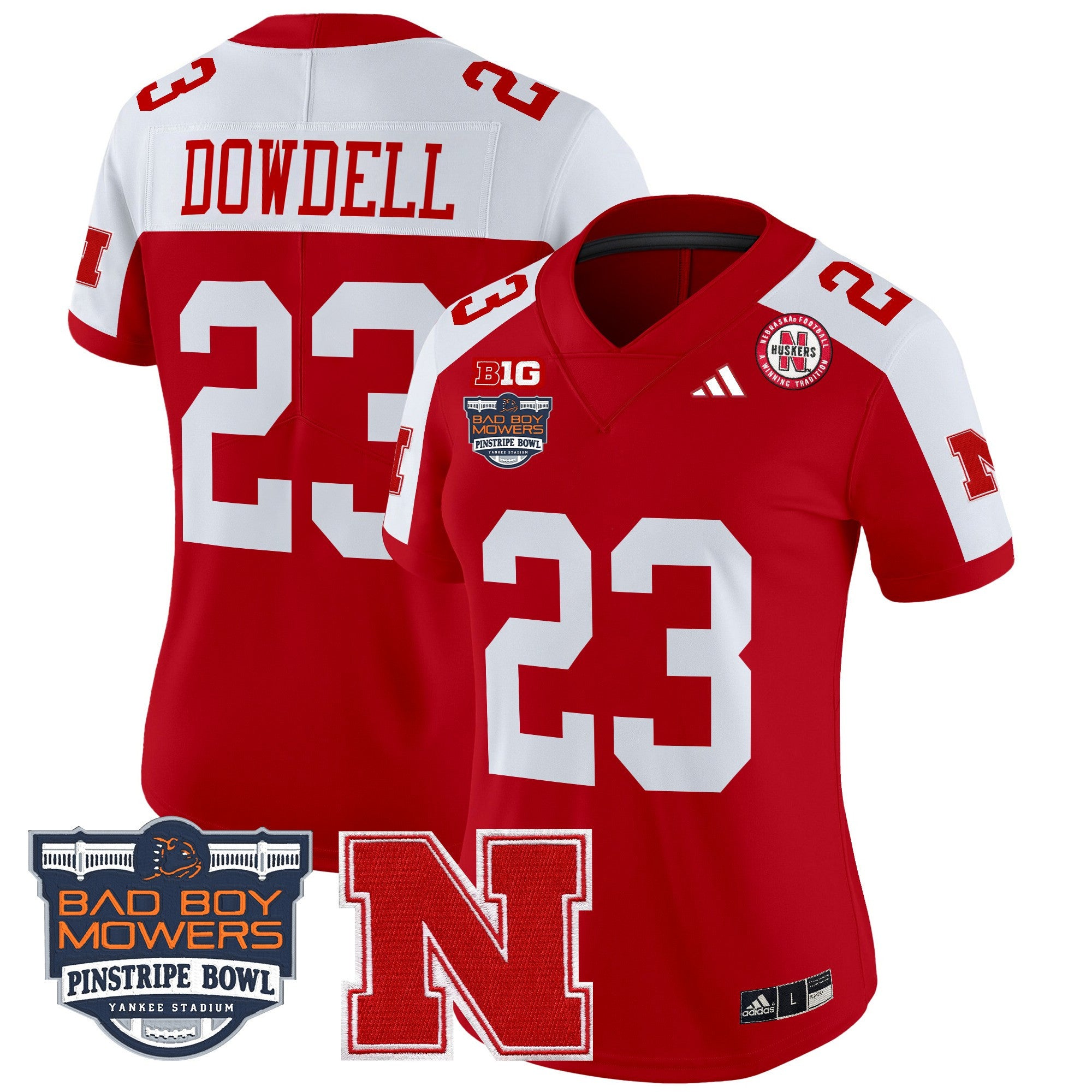 Women's Nebraska Cornhuskers 2025 Pinstripe Bowl Patch Vapor Limited Jersey - All Stitched