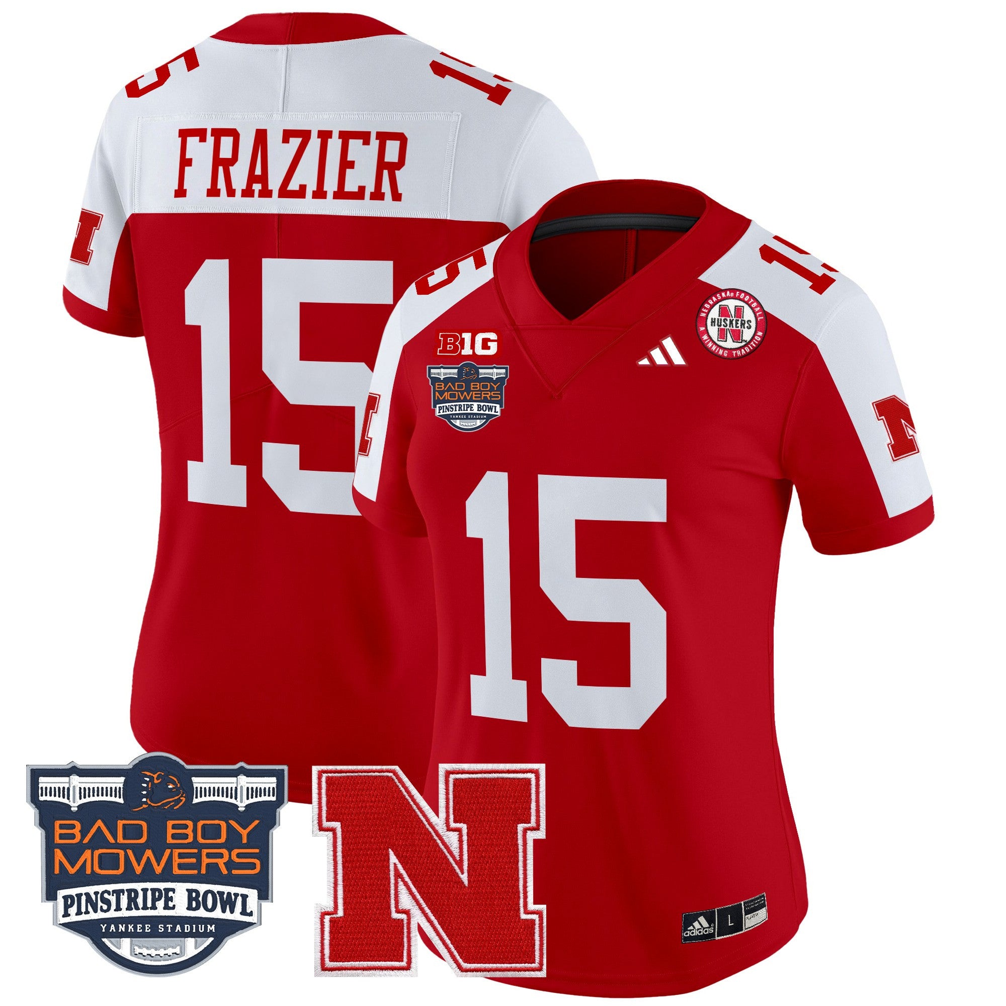 Women's Nebraska Cornhuskers 2025 Pinstripe Bowl Patch Vapor Limited Jersey - All Stitched