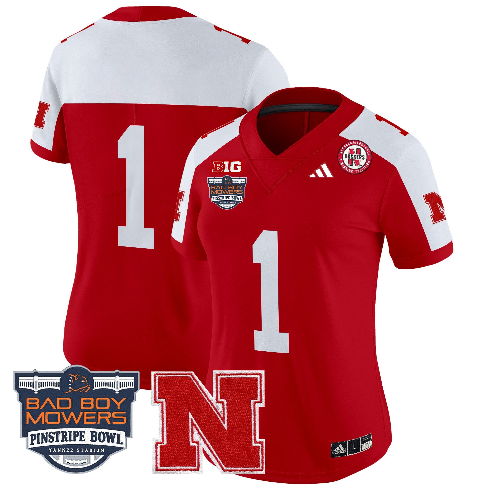 Women's Nebraska Cornhuskers 2025 Pinstripe Bowl Patch Vapor Limited Jersey - All Stitched