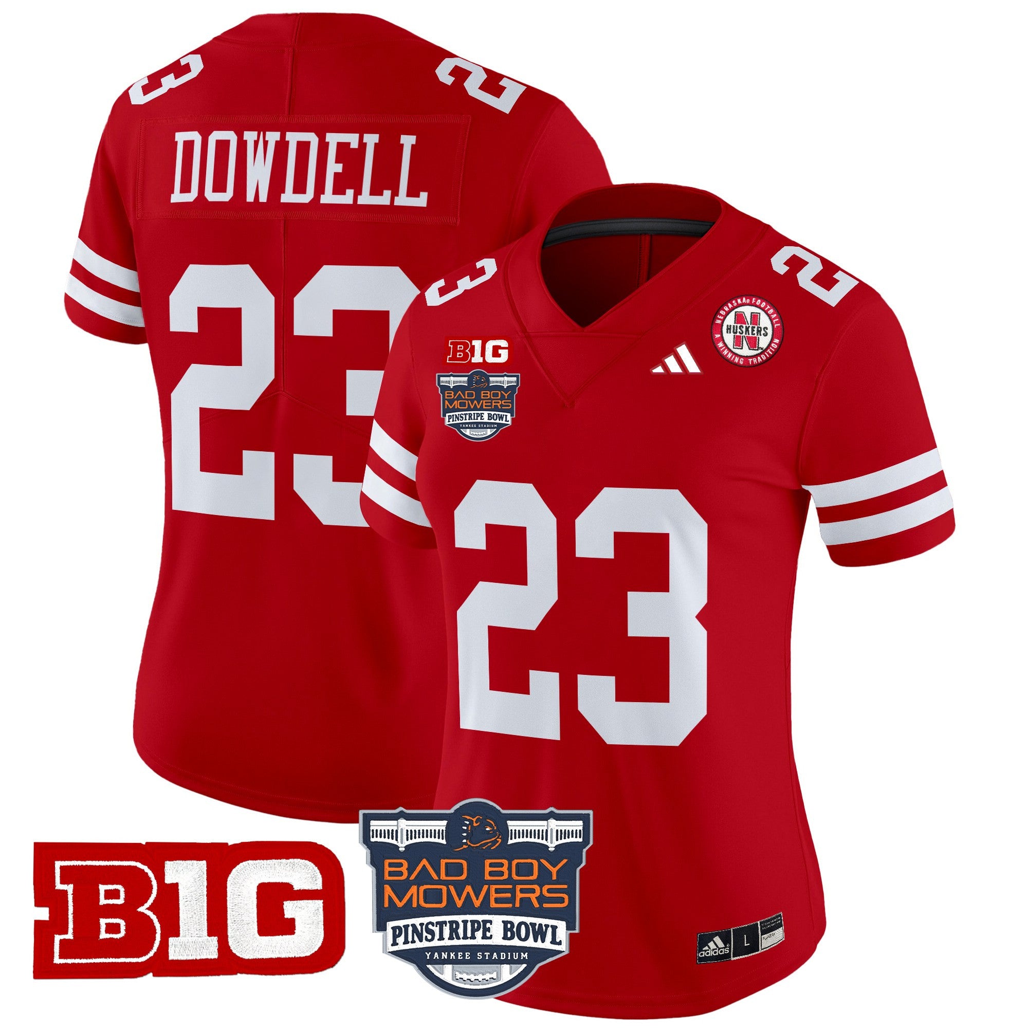Women's Nebraska Cornhuskers 2025 Pinstripe Bowl Patch Vapor Limited Jersey - All Stitched