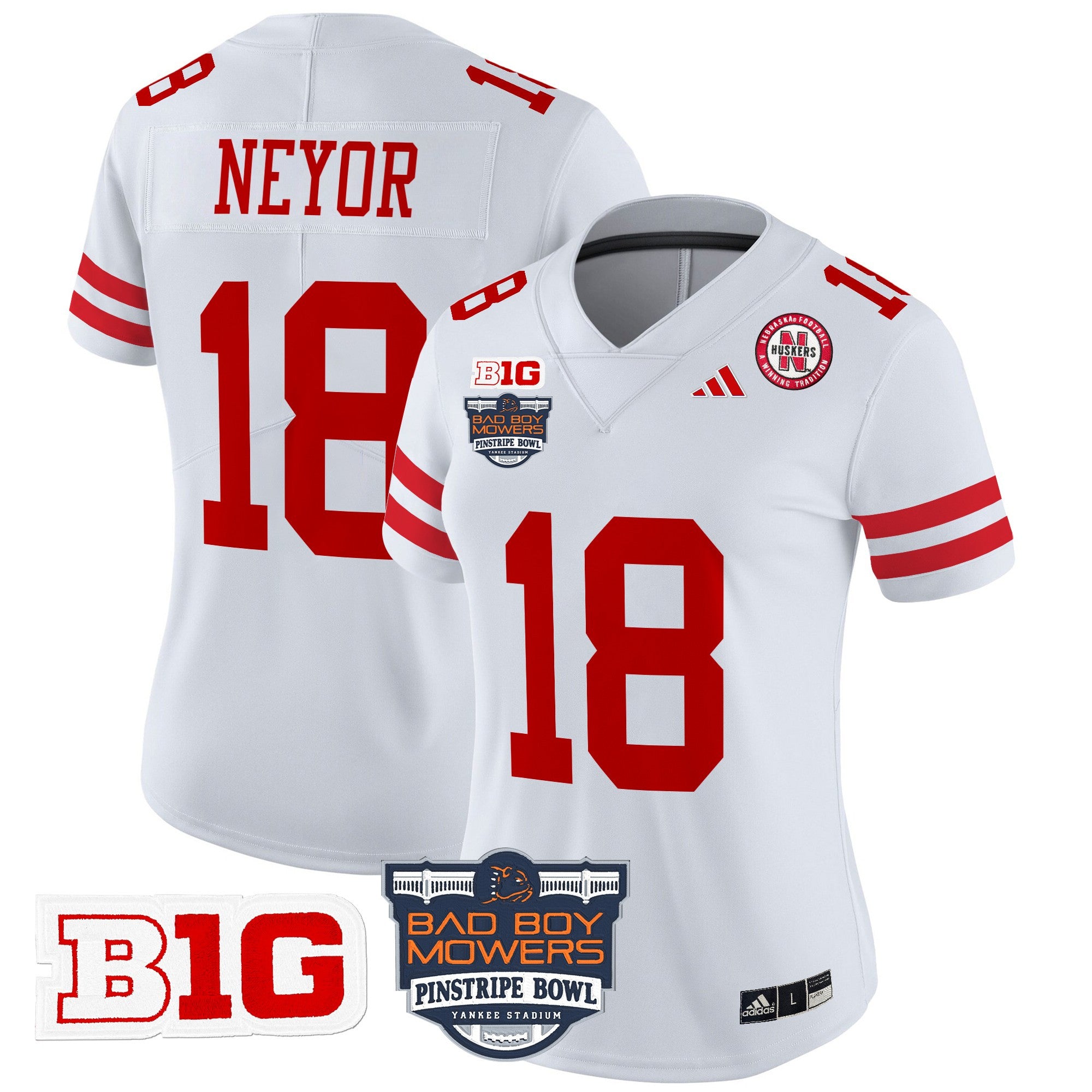 Women's Nebraska Cornhuskers 2025 Pinstripe Bowl Patch Vapor Limited Jersey - All Stitched