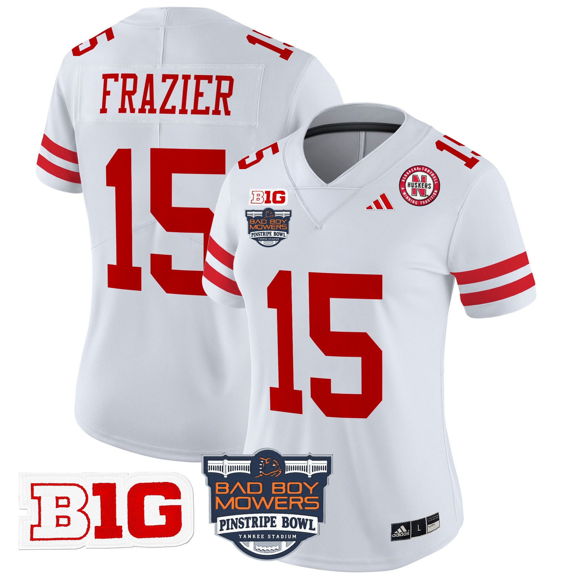 Women's Nebraska Cornhuskers 2025 Pinstripe Bowl Patch Vapor Limited Jersey - All Stitched