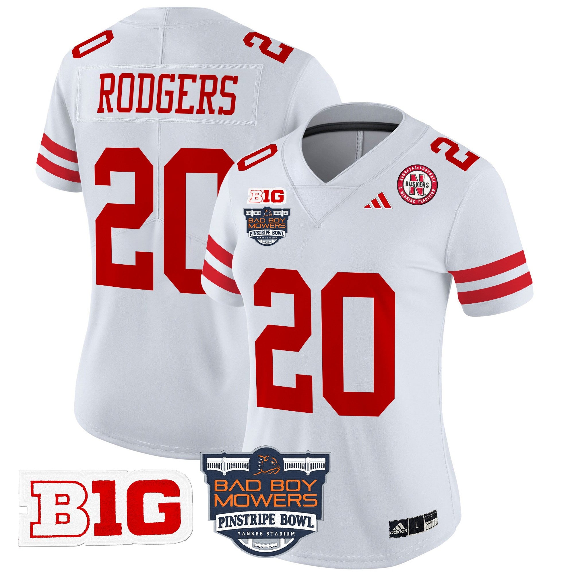 Women's Nebraska Cornhuskers 2025 Pinstripe Bowl Patch Vapor Limited Jersey - All Stitched