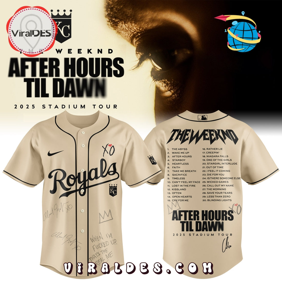 Kansas City Royals x The Weeknd After Hours Til Dawn Baseball Jersey