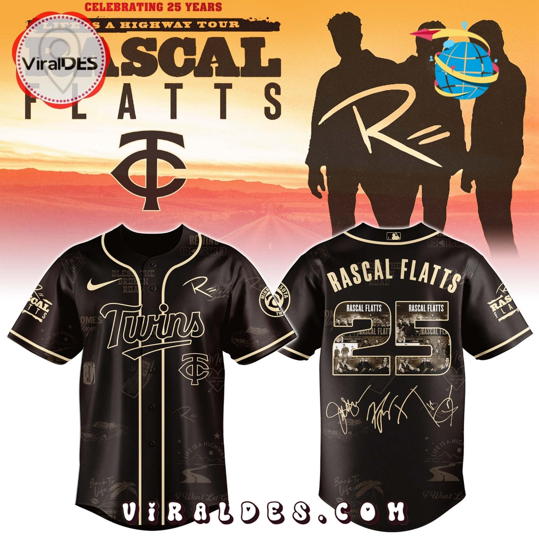 Minnesota Twins MLB x Rascal Flatts Life Is a Highway Tour Jersey