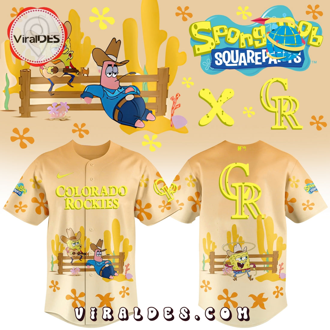 Spongebob Squarepants MLB Colorado Rockies Baseball Jersey